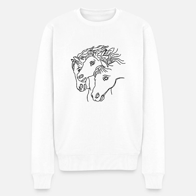 Chevaux - Pull Premium bio Homme - blanc