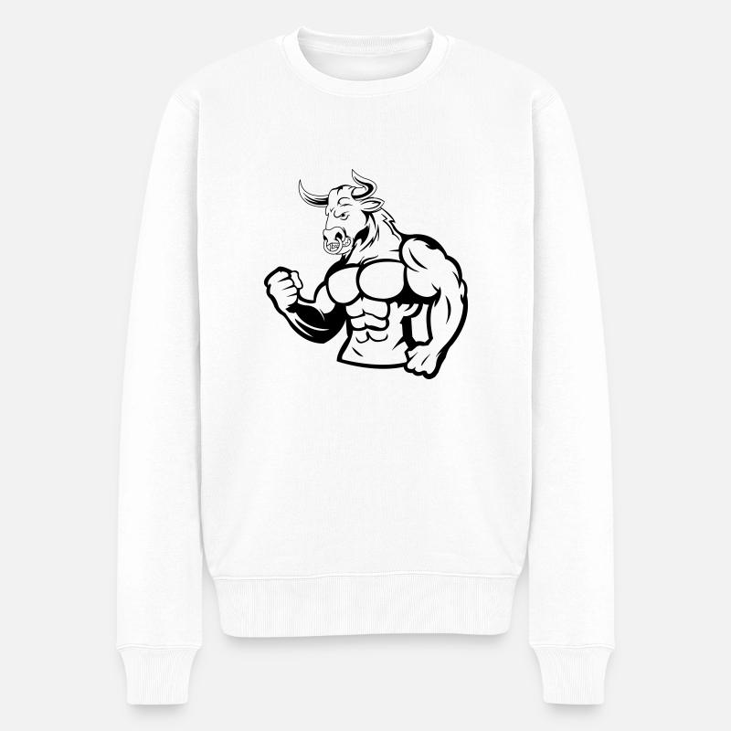 stier fitness - Männer Premium Bio Pullover - Weiß