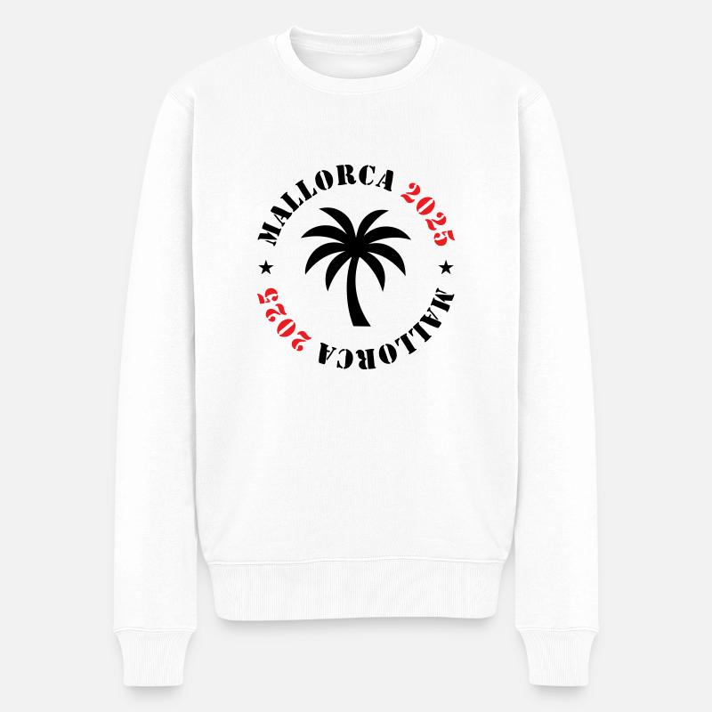 Mallorca 2025 Palme - Männer Premium Bio Pullover - Weiß