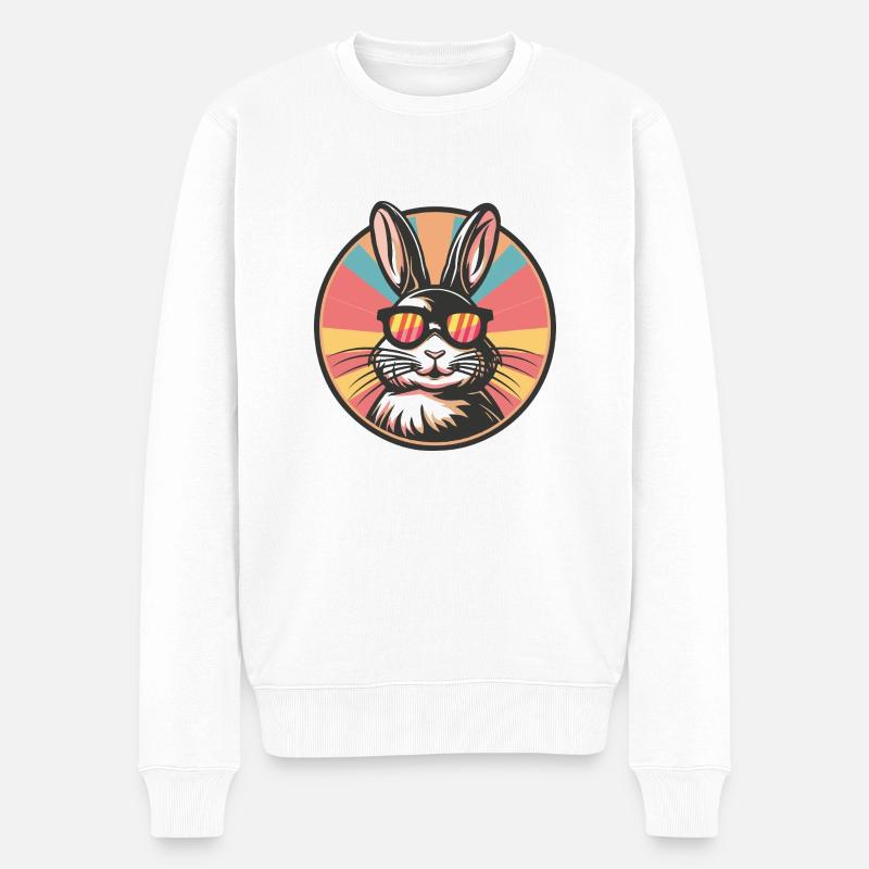 Hase Comic Cool - Männer Premium Bio Pullover - Weiß