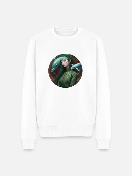 Anime,Delfines,Asiático,Círculo,Gótico,Cómic - Sudadera ecológica prémium para hombre - blanco