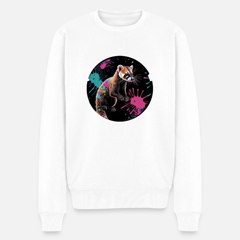 nasenbär,waschbär,bär,malerei,farbkleckse - Männer Premium Bio Pullover - Weiß