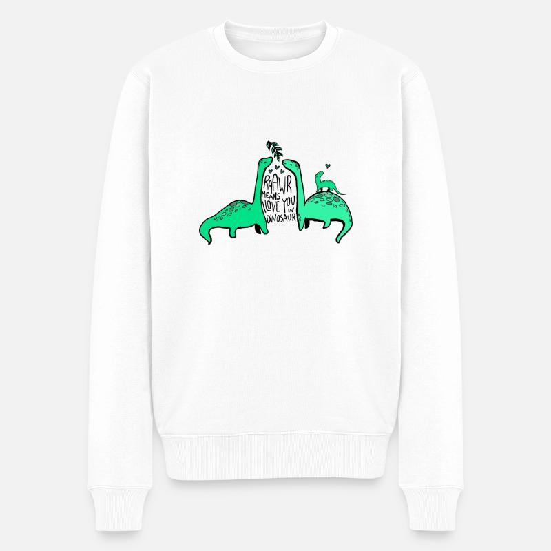 RAWR means I LOVE YOU in DINOSAUR (Farbe) - Männer Premium Bio Pullover - Weiß