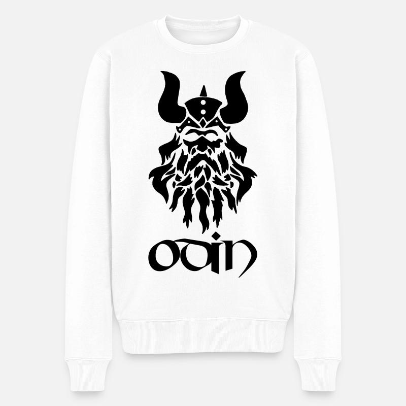 Nordischer Gott Odin (schwarz) - Männer Premium Bio Pullover - Weiß