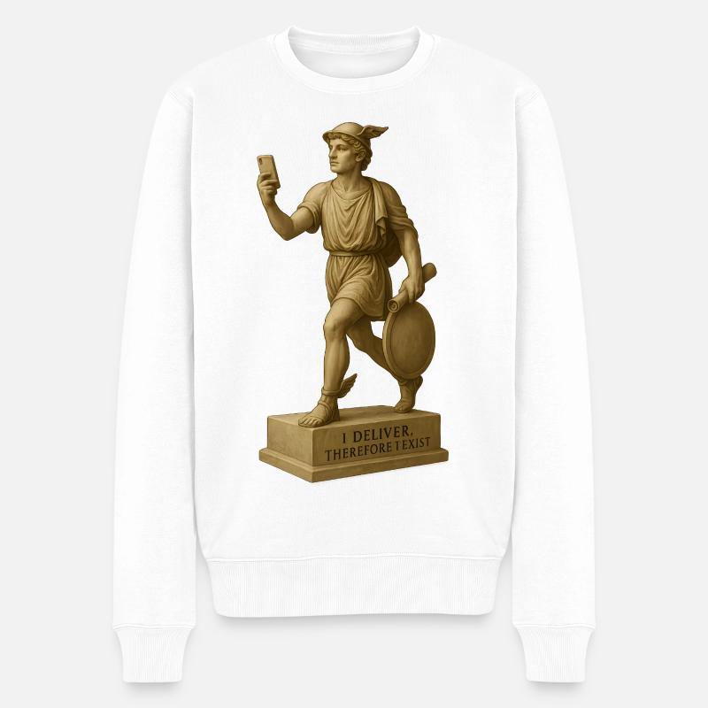 Figure de philosophe antique avec smartphone - Pull Premium bio Homme - blanc