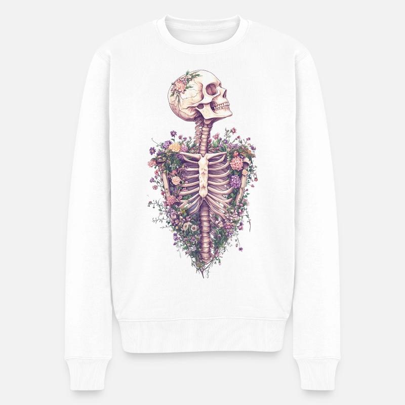 Floral Ribcage - Männer Premium Bio Pullover - Weiß