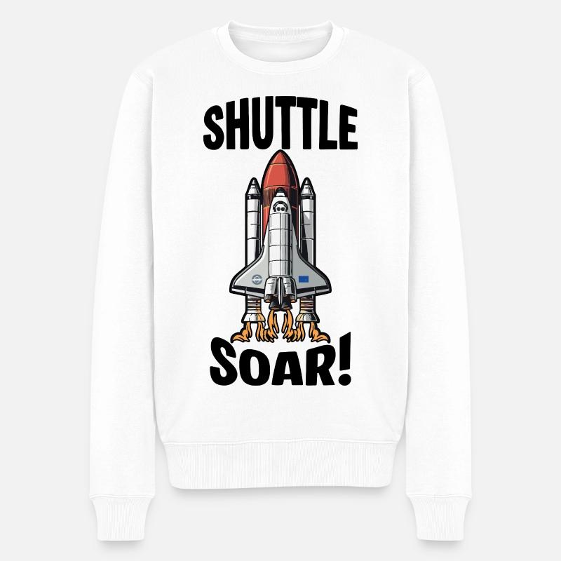 Navette Spatiale Décollage Shuttle Soar - Pull Premium bio Homme - blanc