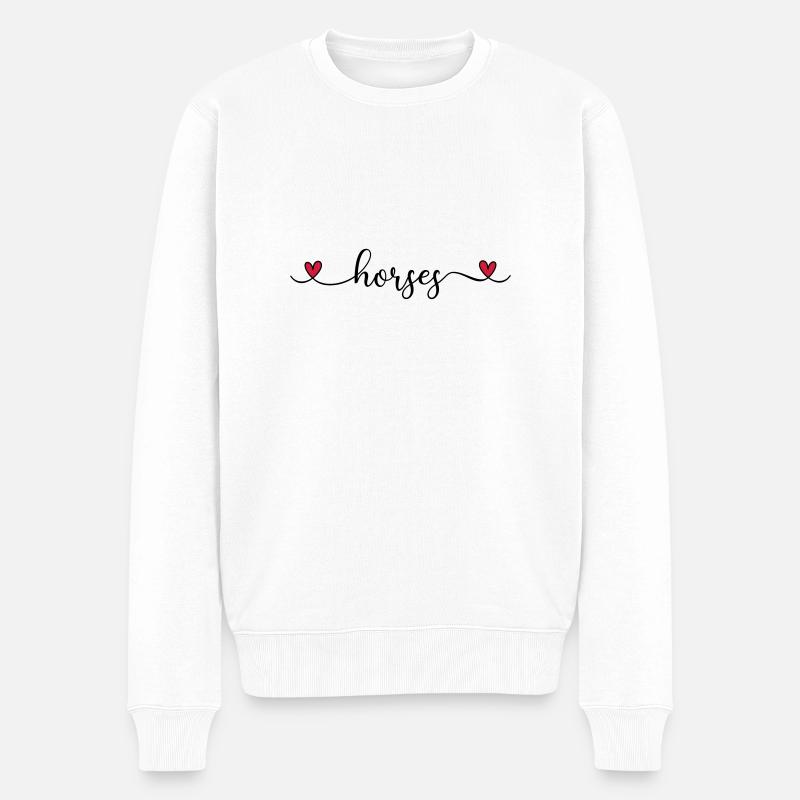Ich liebe Pferde - Männer Premium Bio Pullover - Weiß