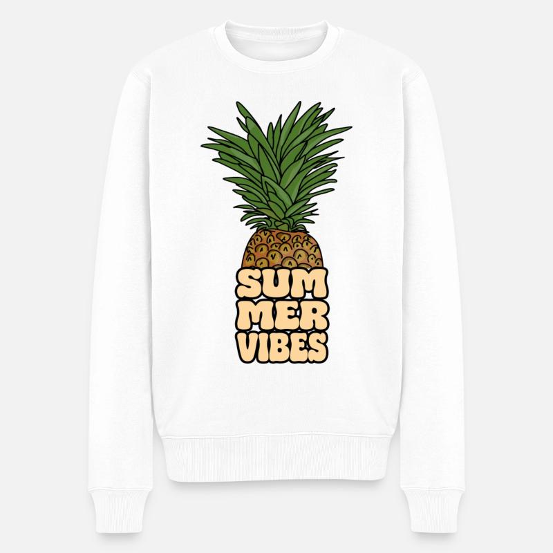 Ananas - Summervibes - Männer Premium Bio Pullover - Weiß