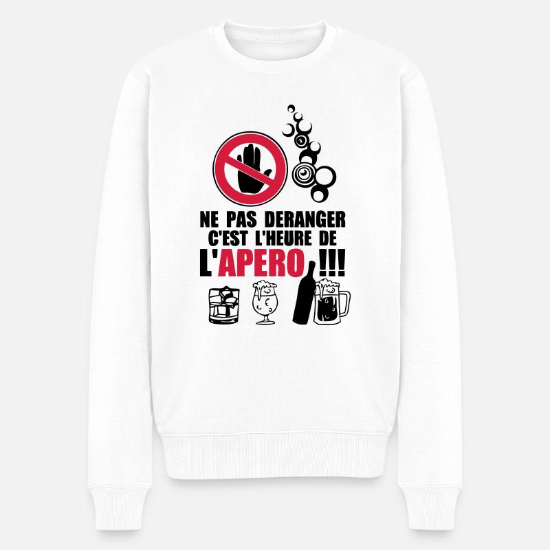 Zeit apero2 nicht stören - Männer Premium Bio Pullover - Weiß