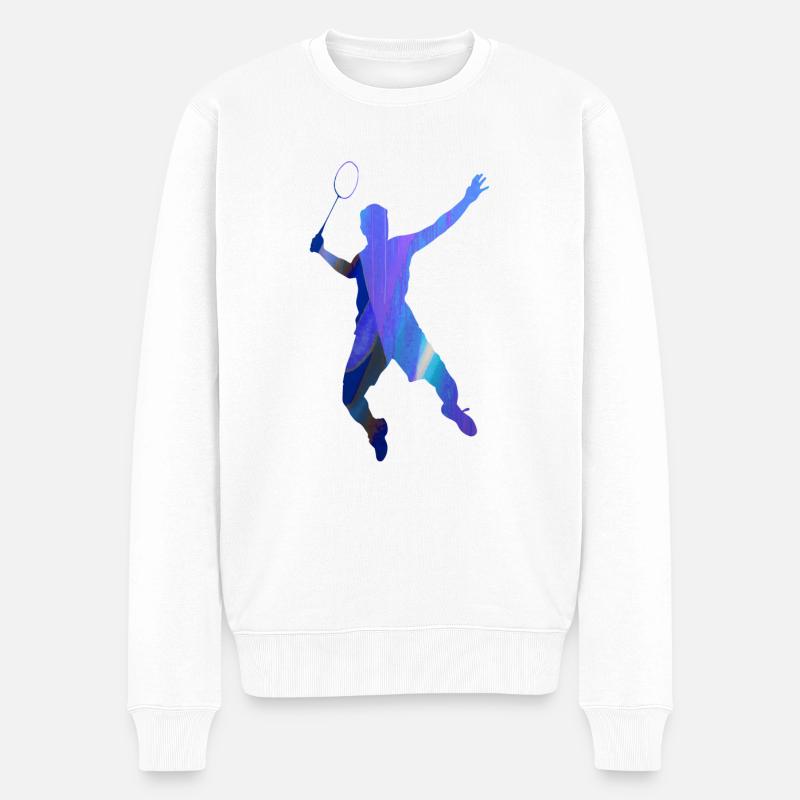 badminton,aufschlag, aquarell, spieler,graffiti - Männer Premium Bio Pullover - Weiß