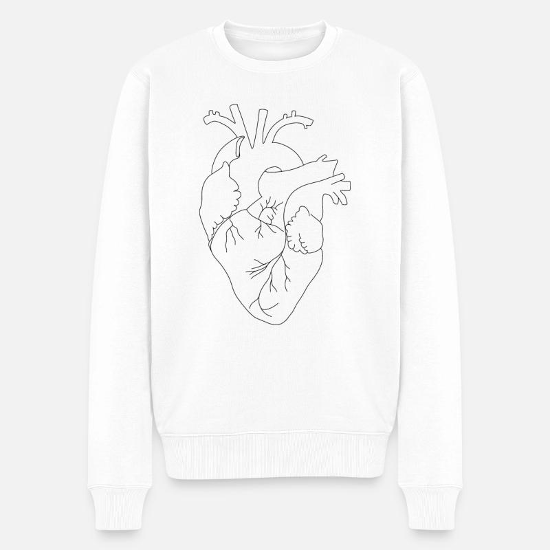 cœur anatomique, contour noir - Pull Premium bio Homme - blanc