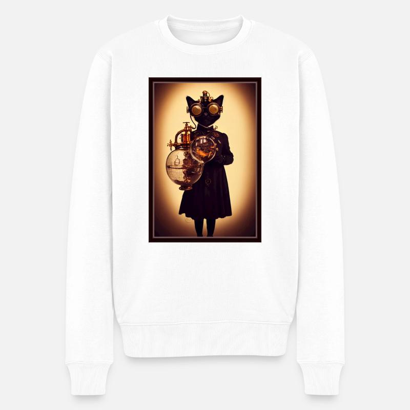 Chat steampunk - Pull Premium bio Homme - blanc