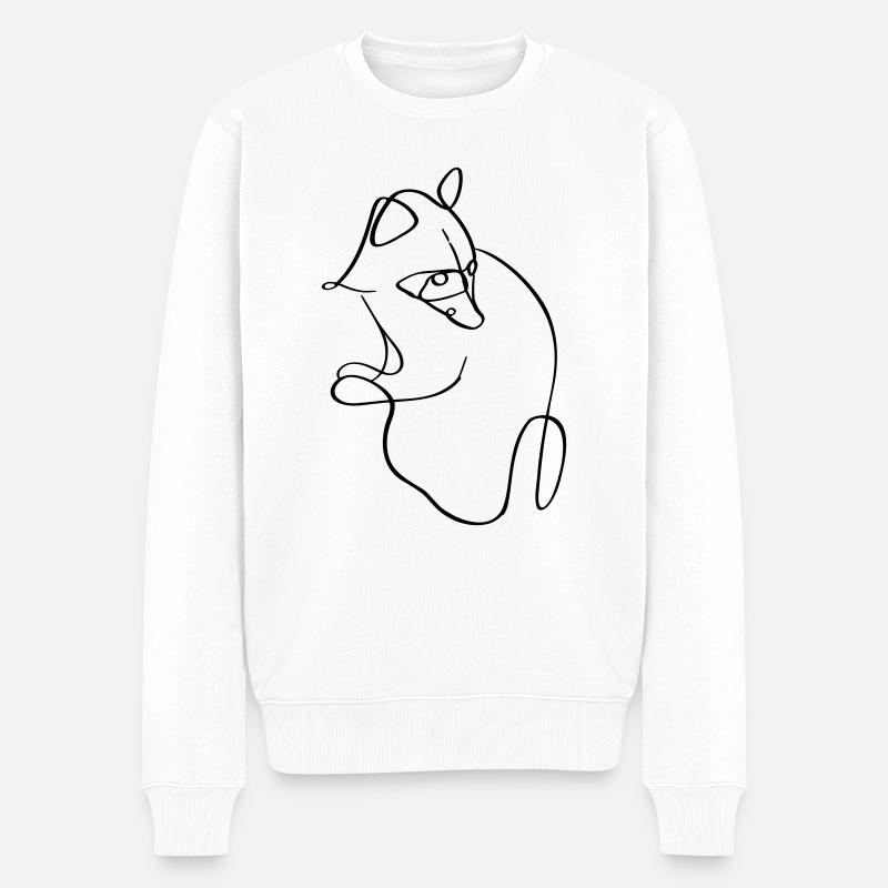 Raton laveur minimaliste stylisé design - Pull Premium bio Homme - blanc