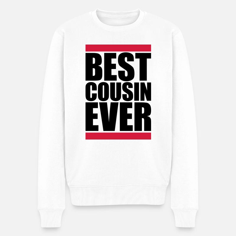 best cousin ever Zitat - Männer Premium Bio Pullover - Weiß