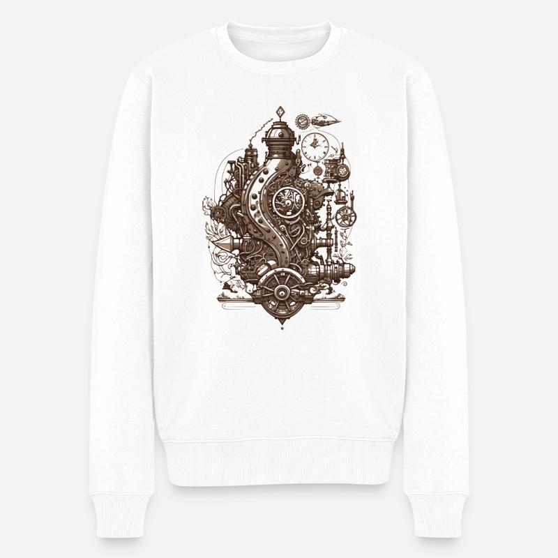 Fascination steampunk pour la technologie - Pull Premium bio Homme - blanc