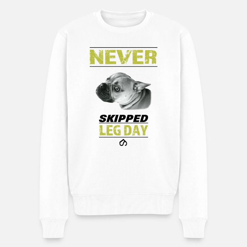 Never Skipped Legday - Männer Premium Bio Pullover - Weiß