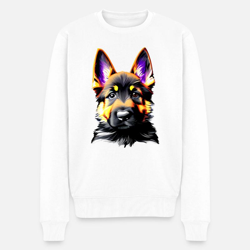 Chiot Berger Allemand Propriétaire Chien - Pull Premium bio Homme - blanc
