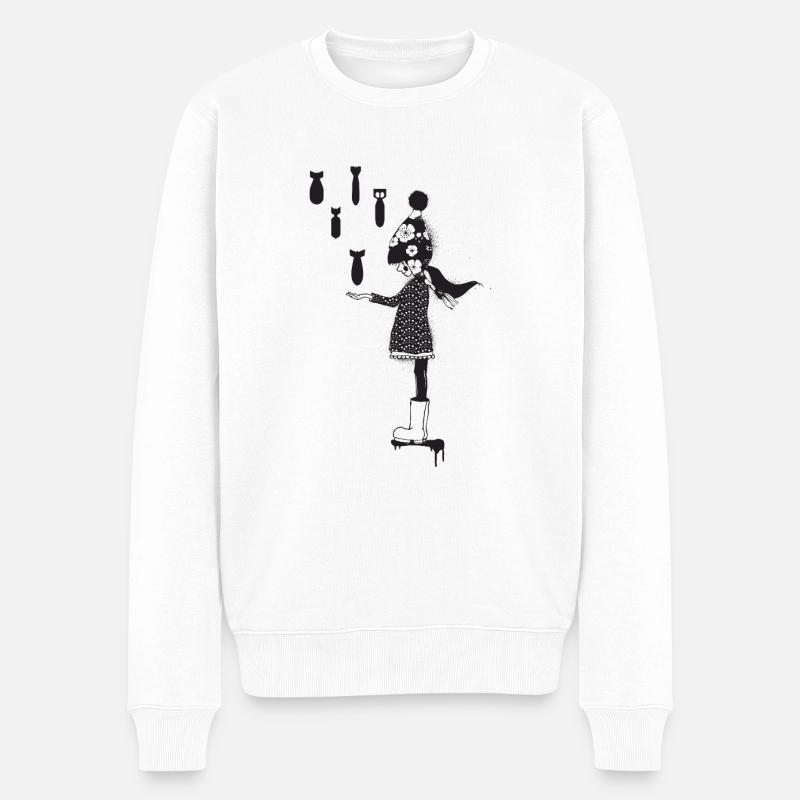 Girl with Bomb - Männer Premium Bio Pullover - Weiß