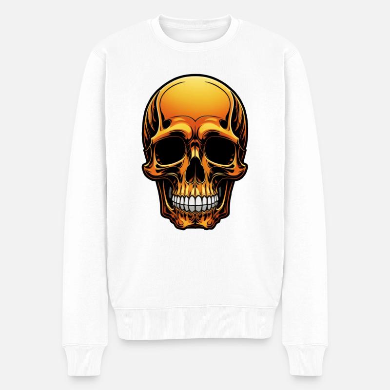 Skull Gold - Männer Premium Bio Pullover - Weiß
