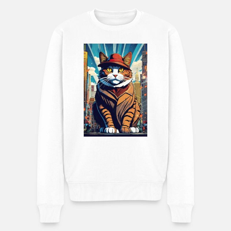 Gigantesque Chat I - Pull Premium bio Homme - blanc