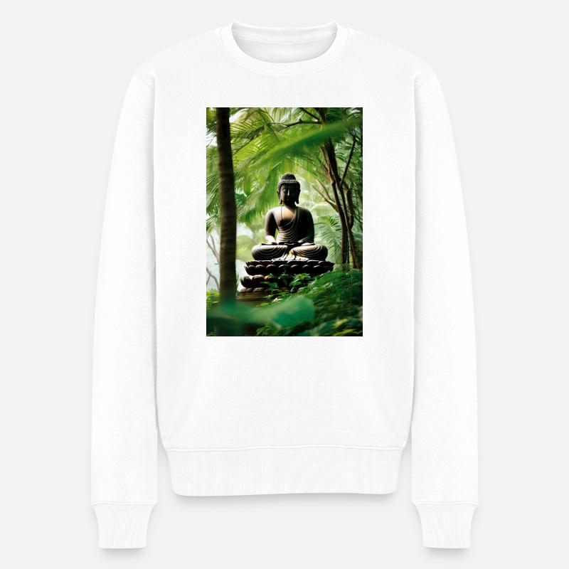 Buddha I - Männer Premium Bio Pullover - Weiß