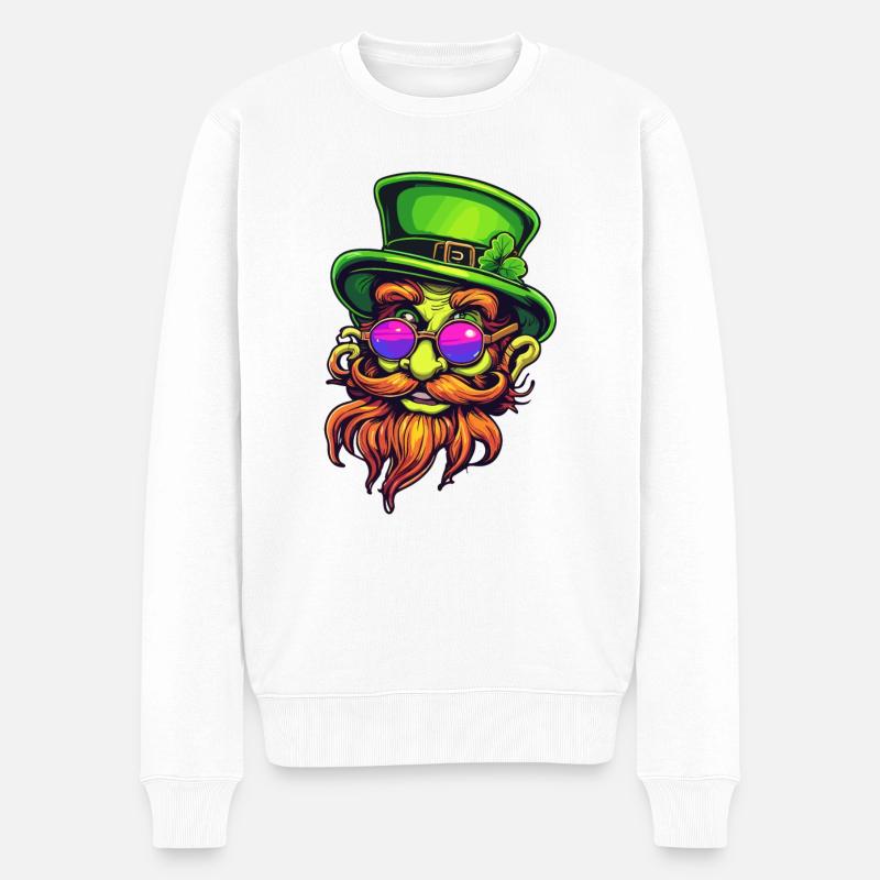 Leprechaun / Leprechaun / Vert / Gingembre / Irlande - Pull Premium bio Homme - blanc