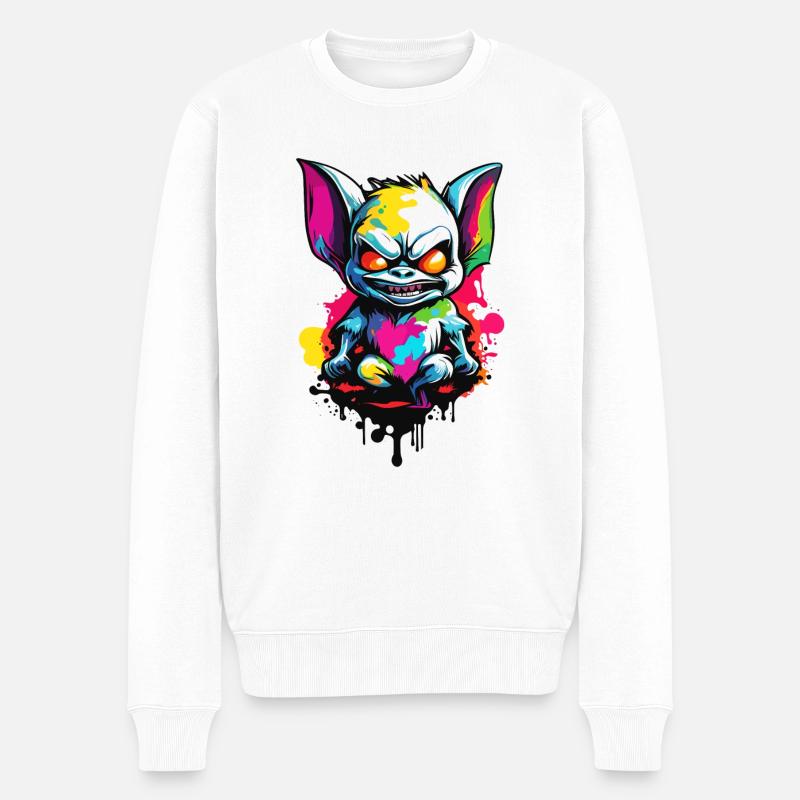 Chauve-souris / Vampire / Dracula / Animal / Halloween - Pull Premium bio Homme - blanc