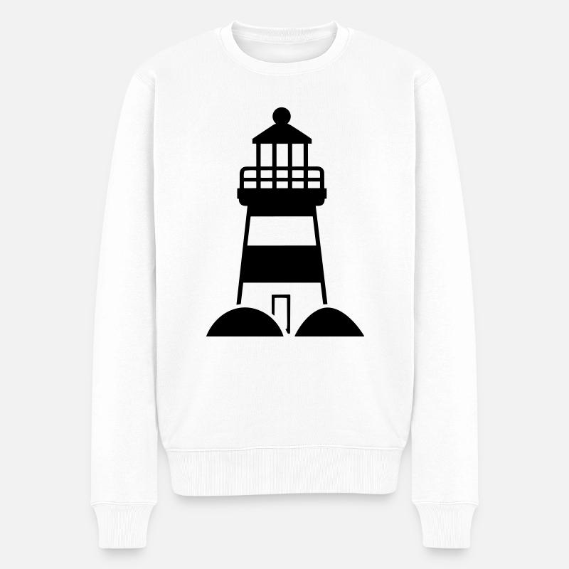 Leuchtturm - Männer Premium Bio Pullover - Weiß