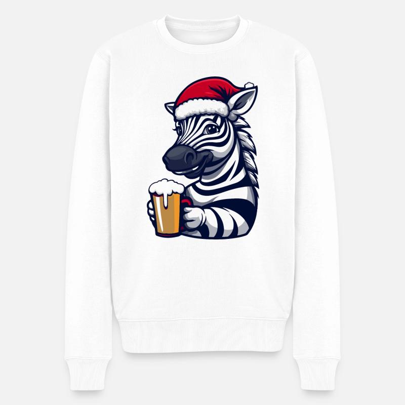 Zebra Weihnachten Bier - Männer Premium Bio Pullover - Weiß