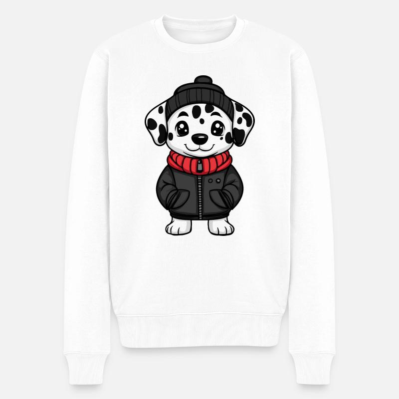 Dessin animé de chien dalmatien - Pull Premium bio Homme - blanc