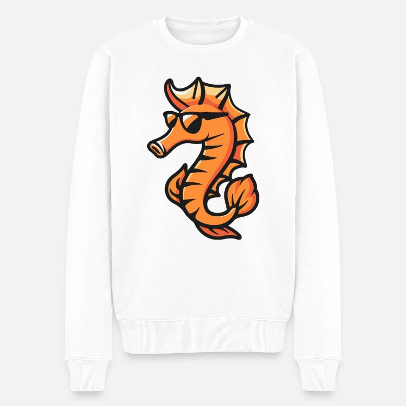 Hippocampe Bande dessinée Cool - Pull Premium bio Homme - blanc