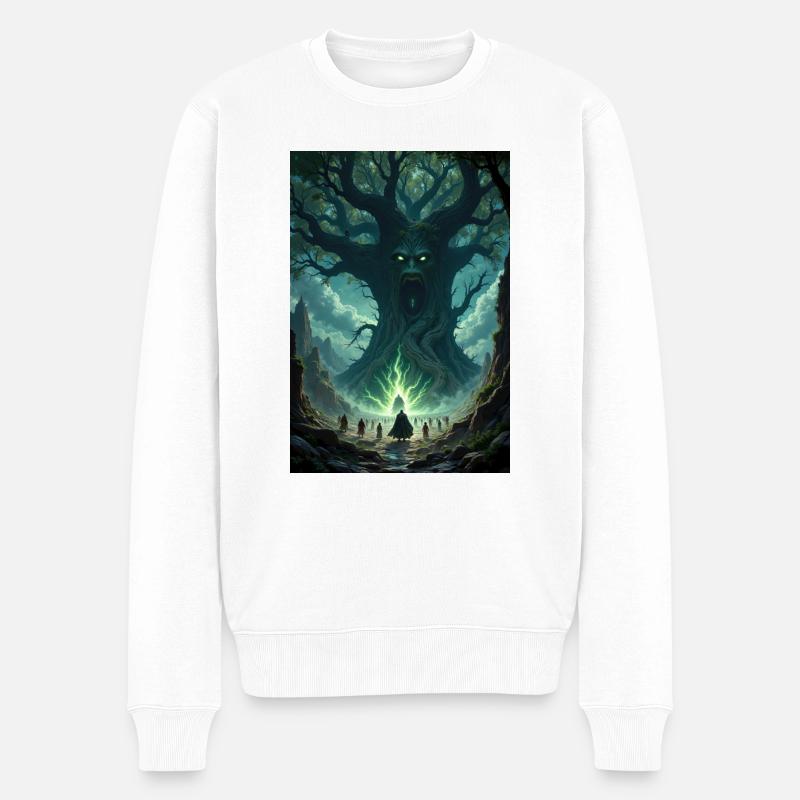 Fantasie Baum Bild. - Männer Premium Bio Pullover - Weiß