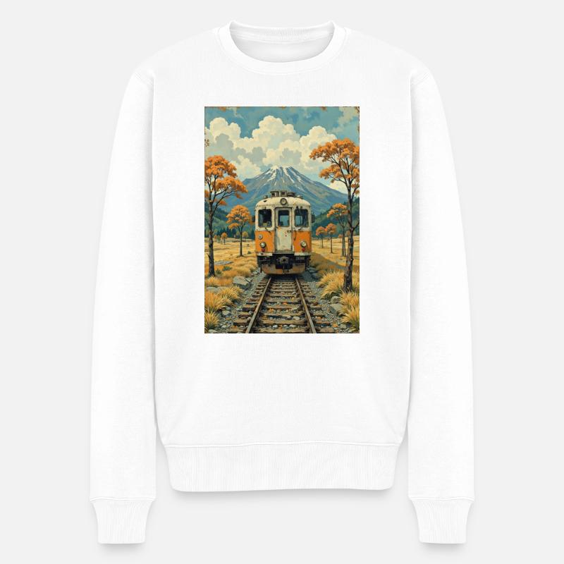 Image de train rétro - Pull Premium bio Homme - blanc