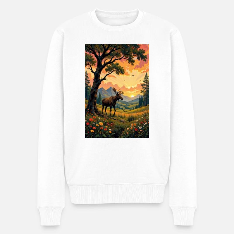 Image : Paysage avec orignal. - Pull Premium bio Homme - blanc