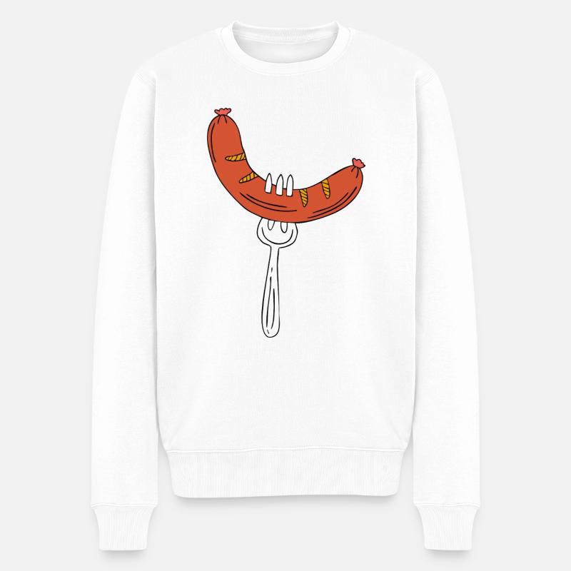 Saucisses à la fourchette - Pull Premium bio Homme - blanc