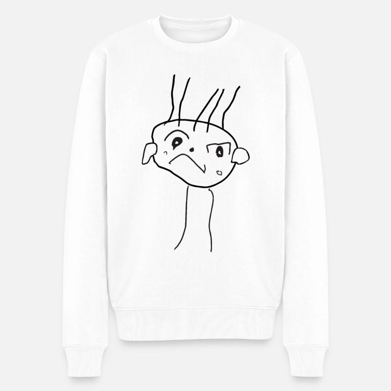 Einfache Strichzeichnung - Gesicht - Herbert - Männer Premium Bio Pullover - Weiß
