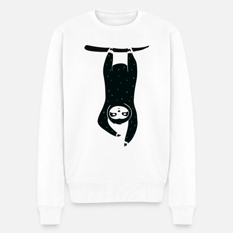 Faultier - Sloth / Relax - Chillen - Männer Premium Bio Pullover - Weiß