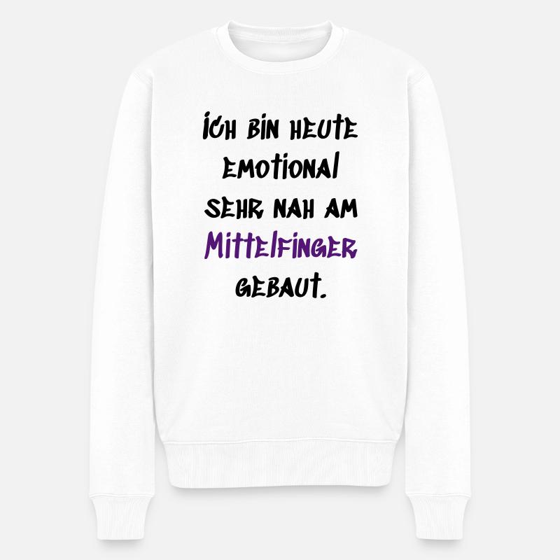 Emotional Mittelfinger - Männer Premium Bio Pullover - Weiß