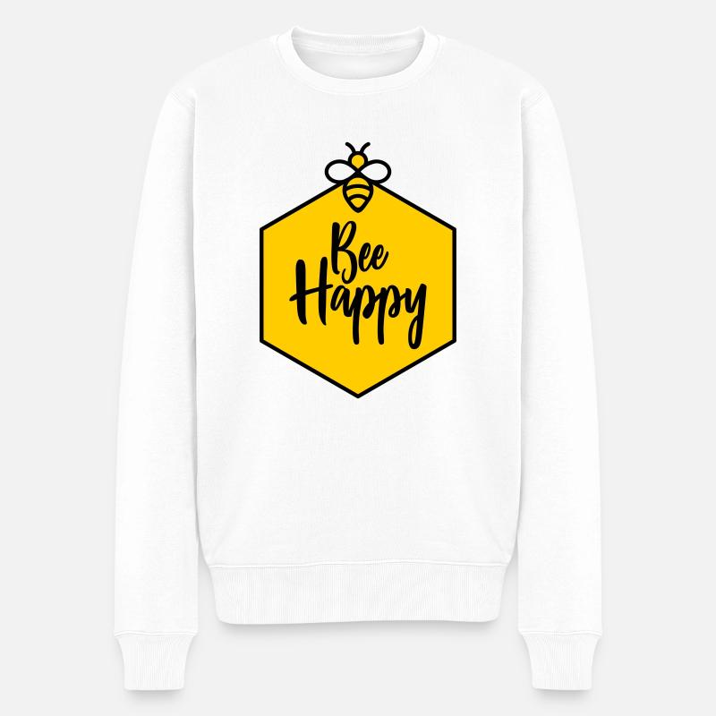 Bee Happy - Männer Premium Bio Pullover - Weiß