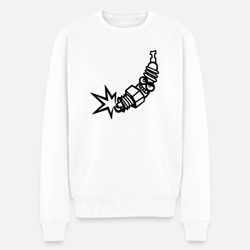Bougie d'allumage (changement de couleur individuelle) - Pull Premium bio Homme - blanc