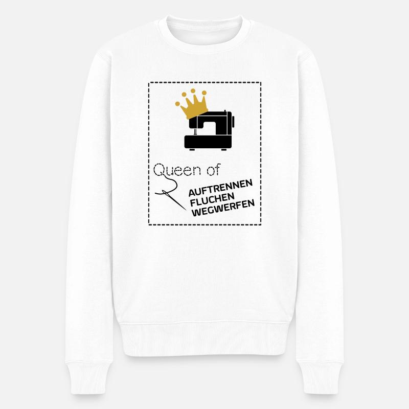 Queen of Nähmaschine - Männer Premium Bio Pullover - Weiß