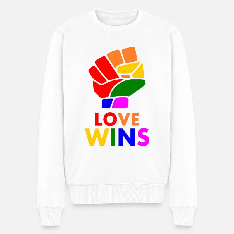 Love wins - Männer Premium Bio Pullover - Weiß