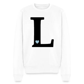 point L Lettre initiale - Pull Premium bio Homme - blanc - Devant - Thijin (182cm)