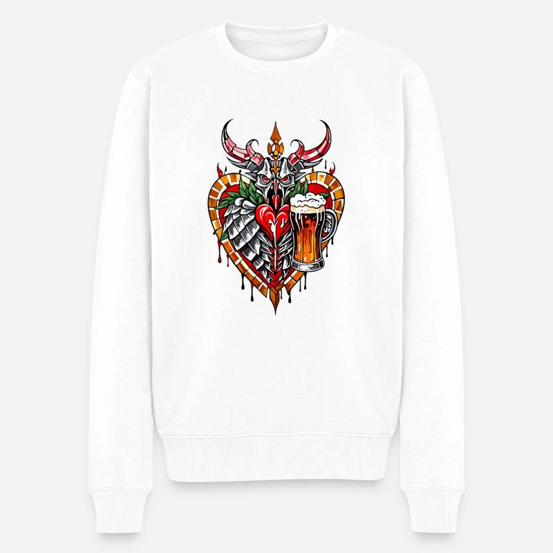 Ich liebe Bier - Männer Premium Bio Pullover - Weiß