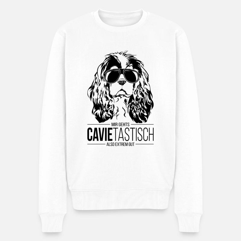 CAVIETASTISCH Cavalier King Charles Spaniel Hunde - Männer Premium Bio Pullover - Weiß