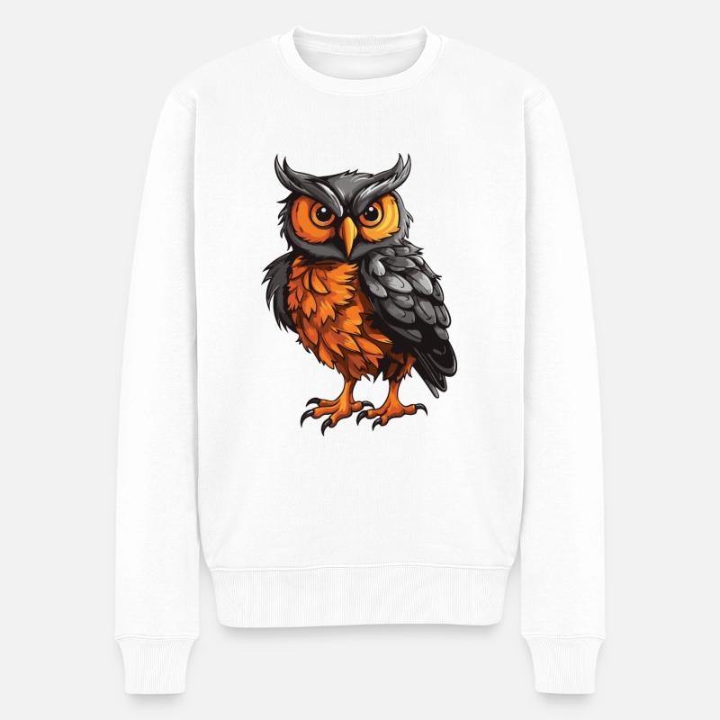 Eule Tier - Männer Premium Bio Pullover - Weiß