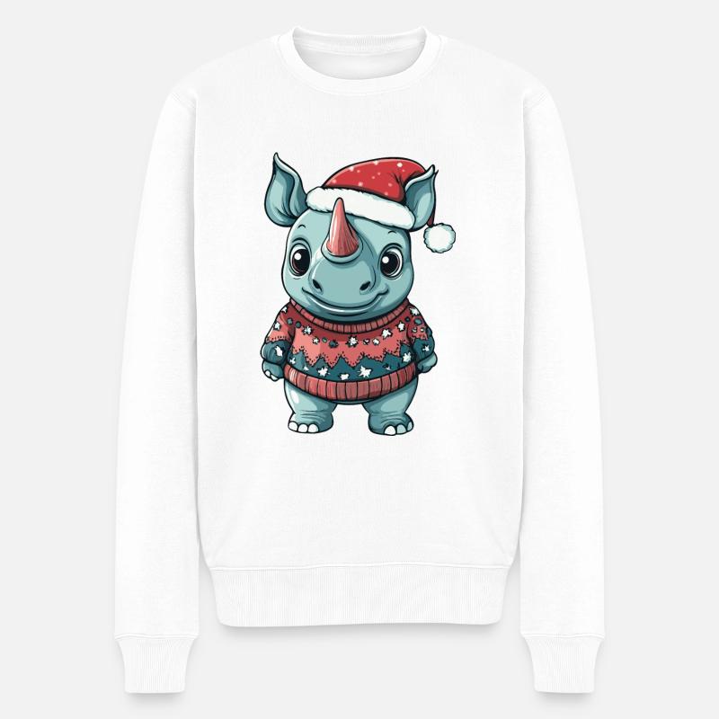 Rhino Christmas Comic - Men's Premium Organic Jumper - white