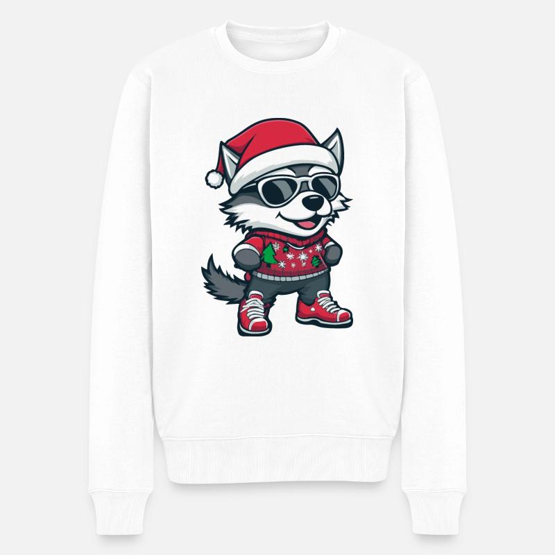 Husky Dog Christmas Comic Cool - Men's Premium Organic Jumper - white