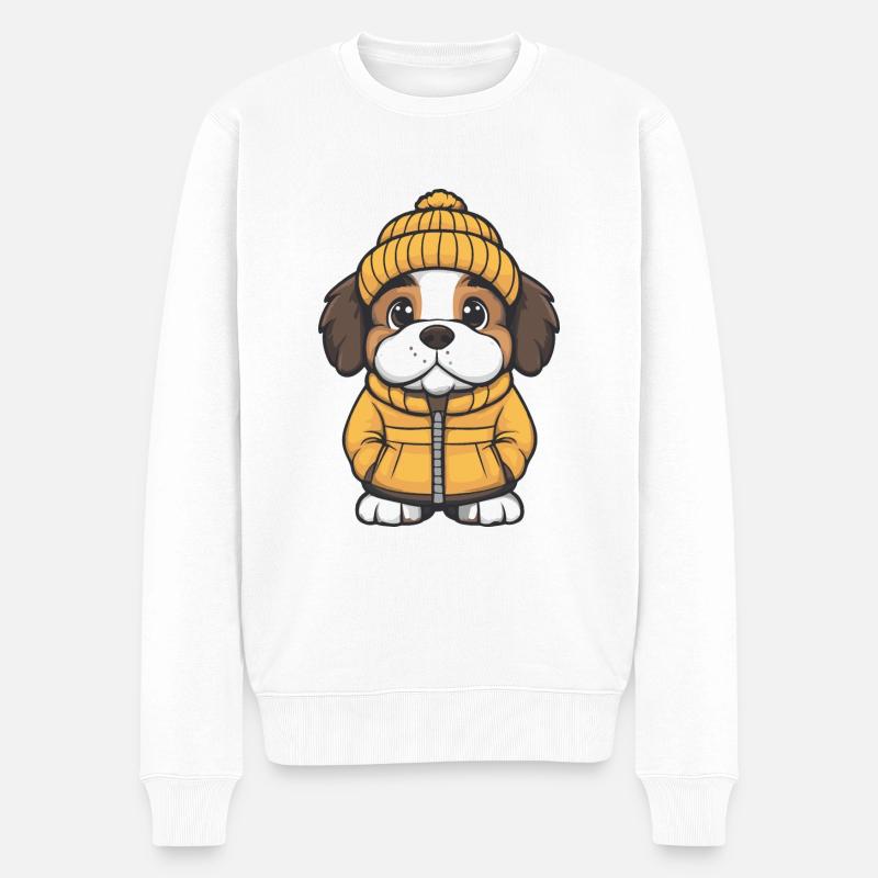 Chien Saint-Bernard Hiver - Pull Premium bio Homme - blanc